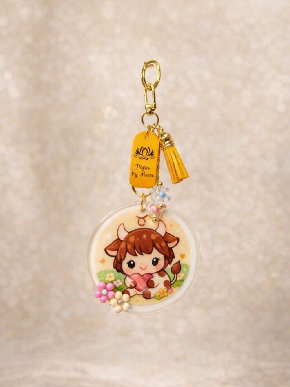 Taurus Keychain 6"– Kawaii Zodiac Bull Charm